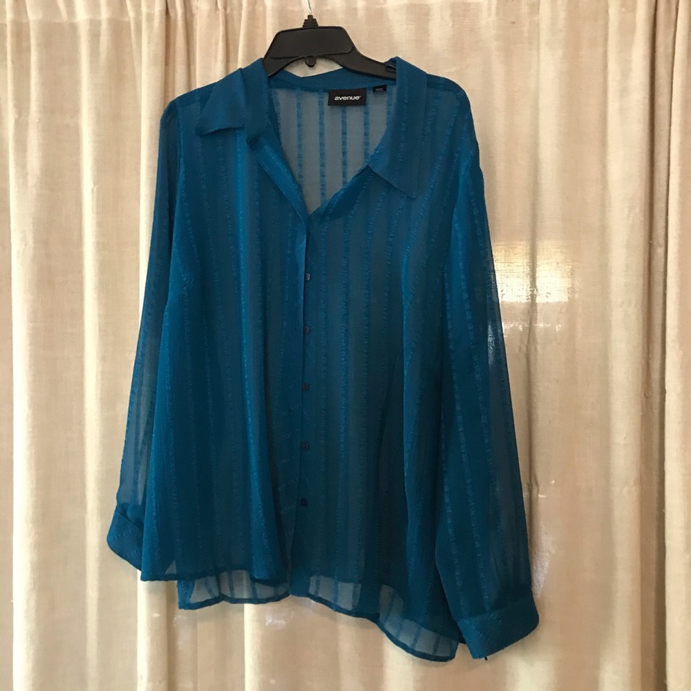 Sheer plus size 26/28 button down shirt
